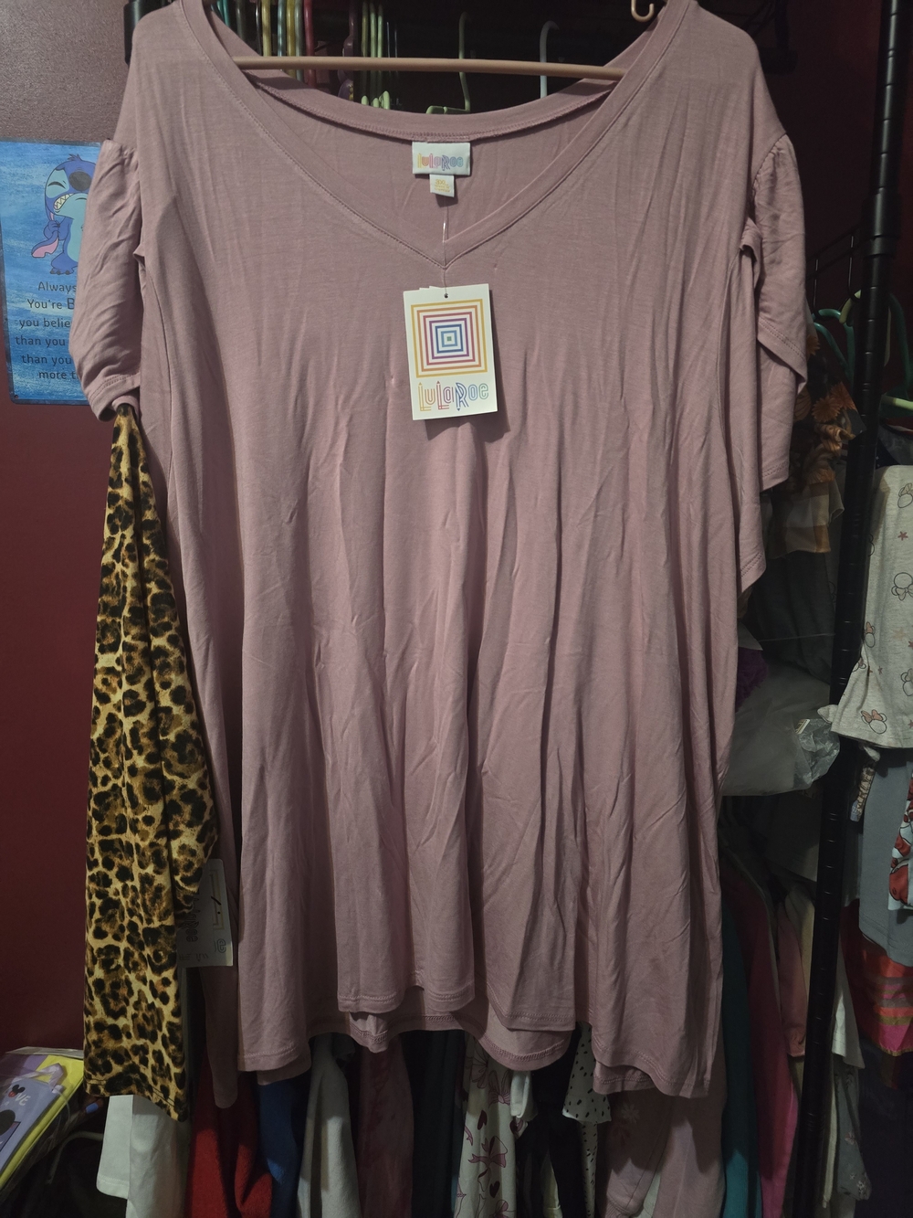 LuLaRoe Women's Dusty Mauve V-Neck Short Sleeve Tunic